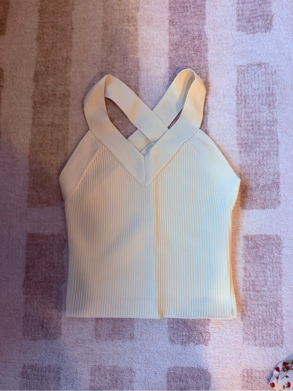 Favorite Daughter Cream Ribbed Cross-Back Tank